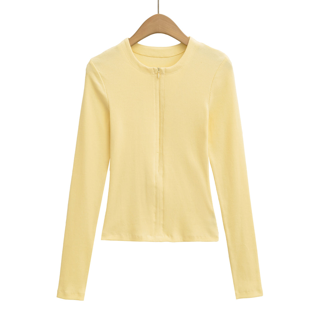 Damen langärmliges Zipper-Oberteil Fudus
