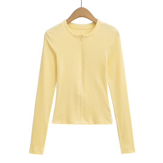 Damen langärmliges Zipper-Oberteil Fudus