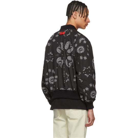 Damen lässige Bomberjacke im Bandana-Design mit elastischem Bündchen Fudus