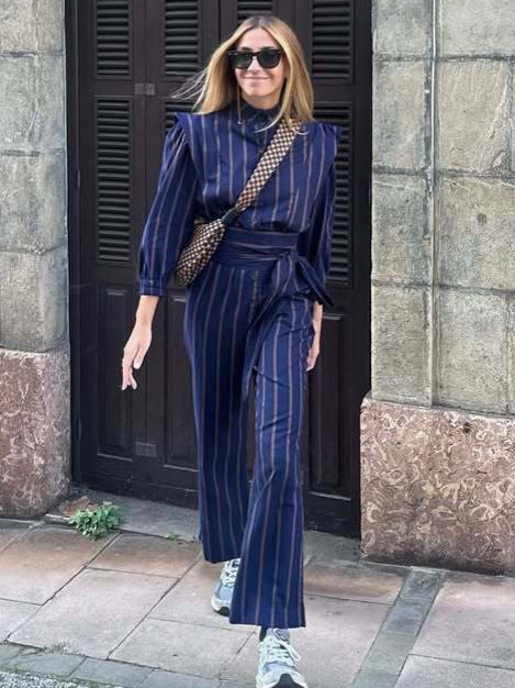 Damen Anzug mit tailliertem Schnitt und seitlichem Gürtel Fudus