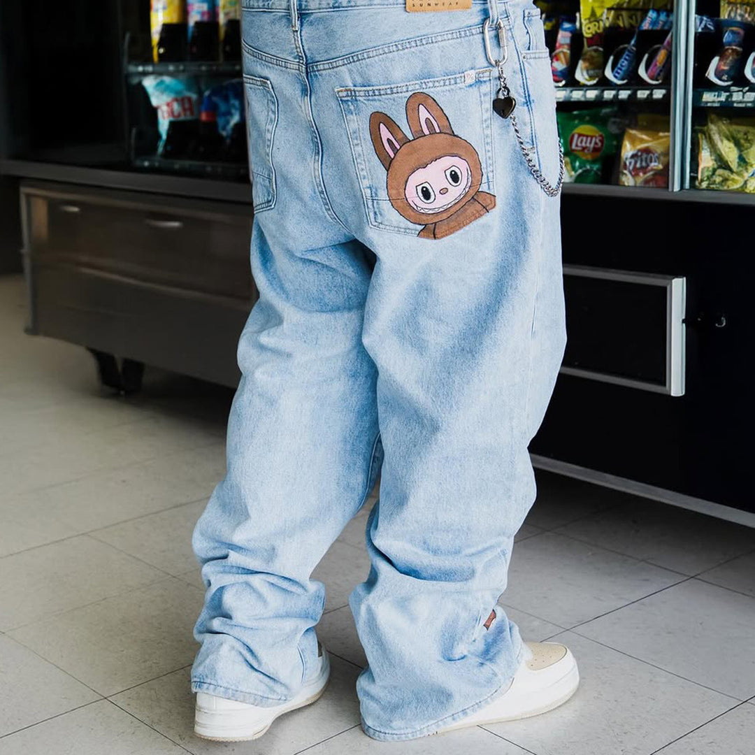 Damen lässige Jeans mit einzigartigem Tiermotiv Fudus