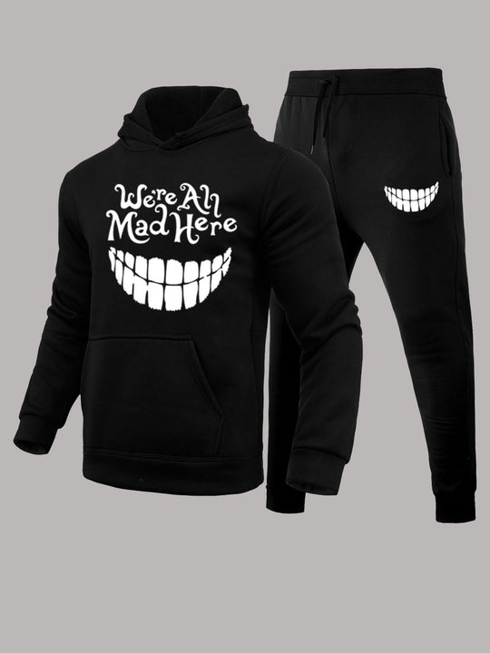 Damen Hoodie- und Jogginghose-Set mit kreativem Grafikdruck Fudus