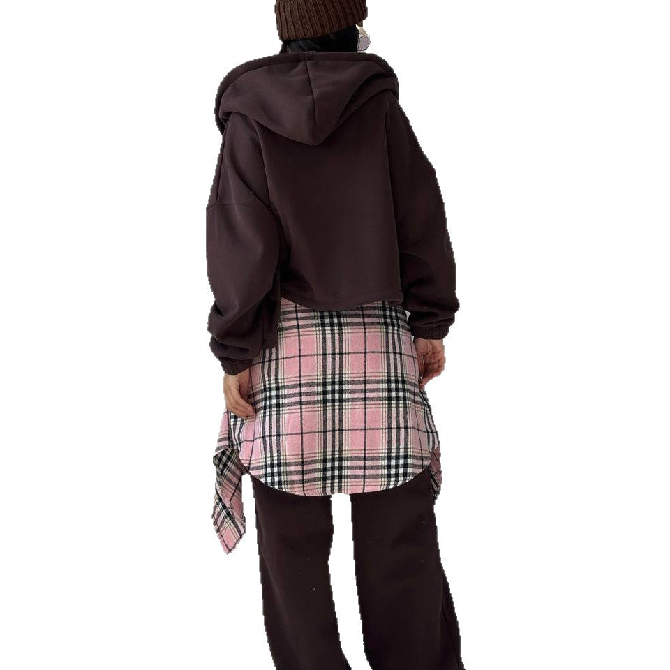 Damen lässige Oversized Hoodie Jacke mit seitlichen Taschen Fudus