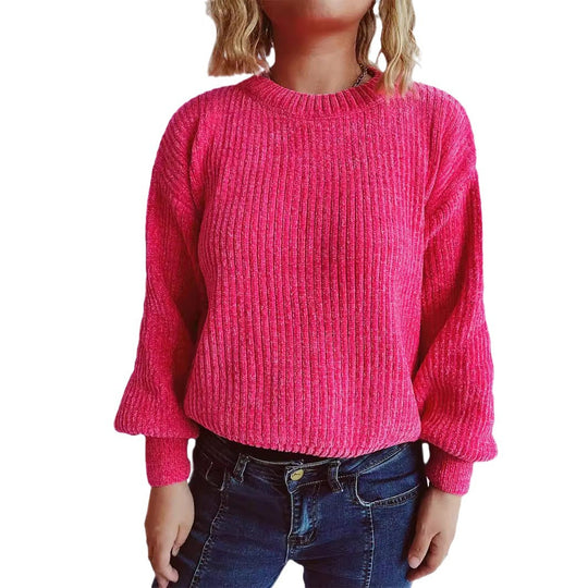 Damen Grobstrickpullover mit weitem Schnitt und strukturiertem Design Fudus