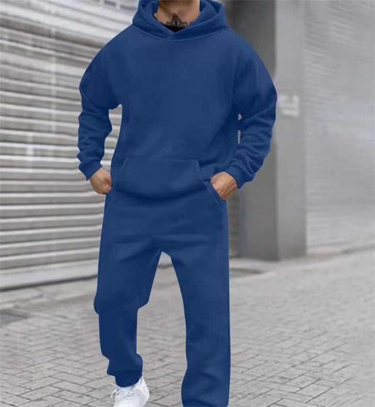 Herren gemütlicher Kapuzenanzug mit elastischem Bund und praktischen Taschen Fudus