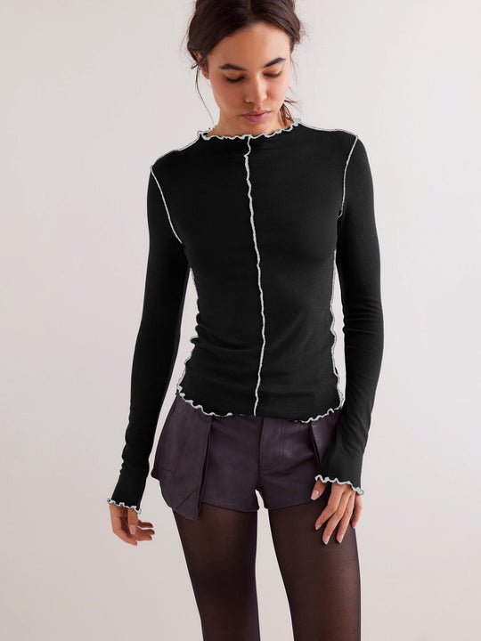 Damen Langarmshirt mit Rüschendetails Fudus