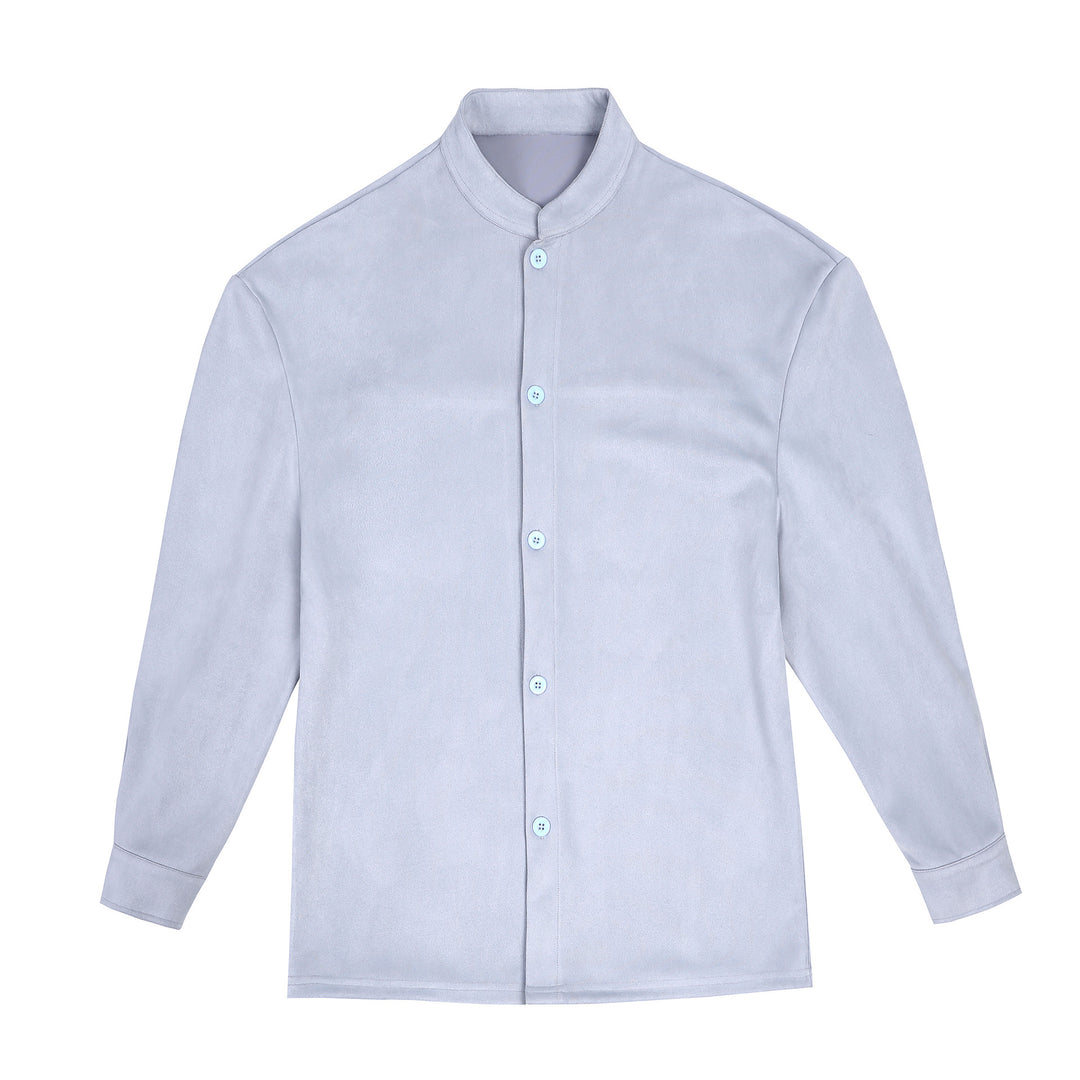 Damen Langarmbluse mit schimmerndem Stoff und modernem Stehkragen Fudus