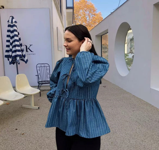 Damen lässige Bluse mit Volant und Rüschen Fudus