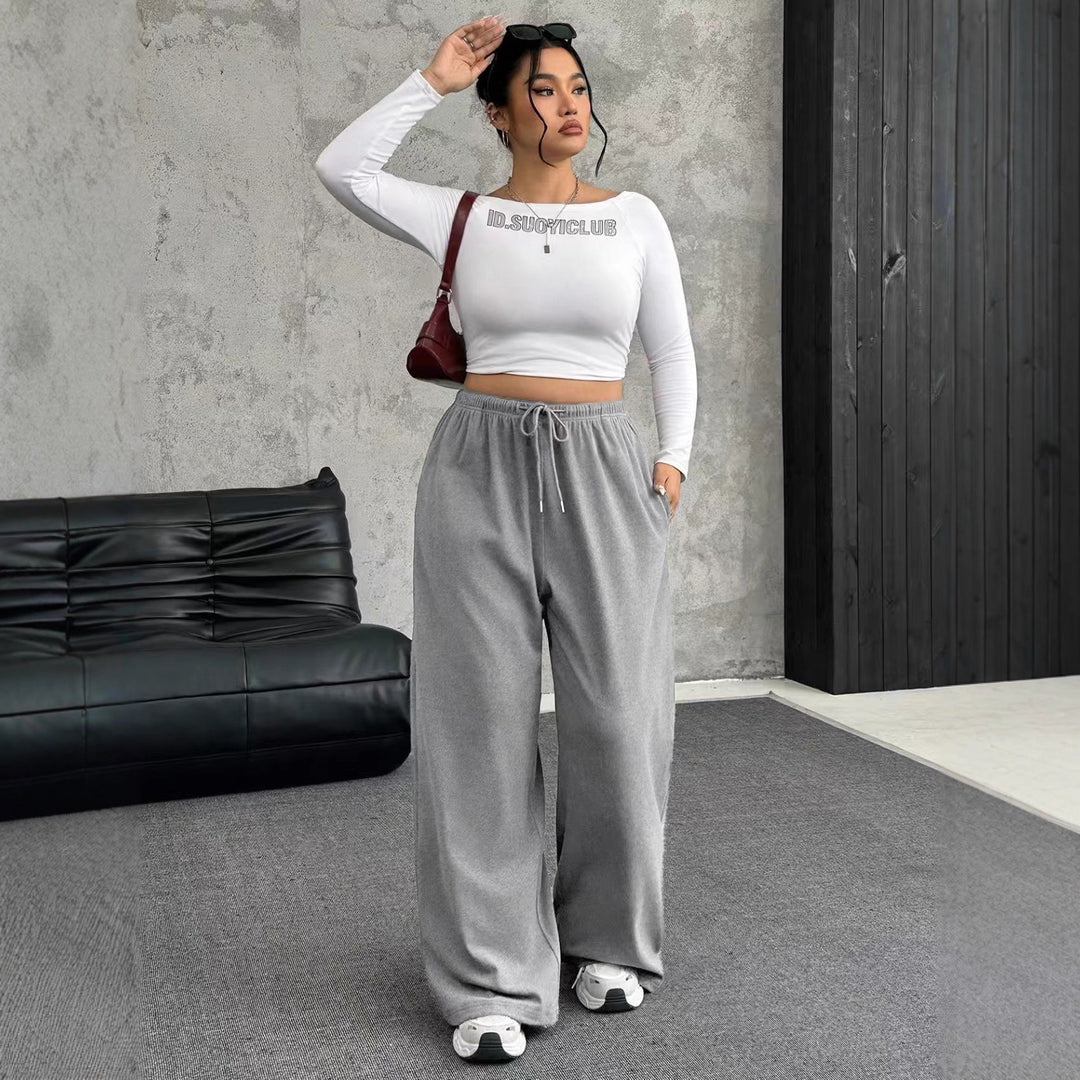 Damen lässige High-Waist Jogginghose Fudus