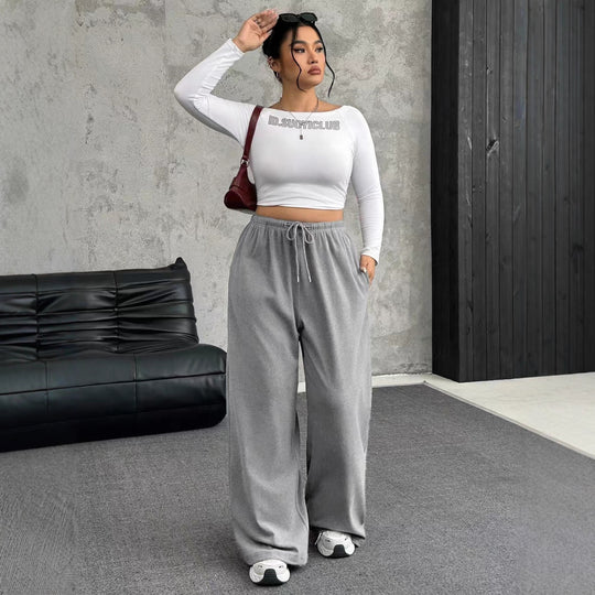 Damen lässige High-Waist Jogginghose Fudus