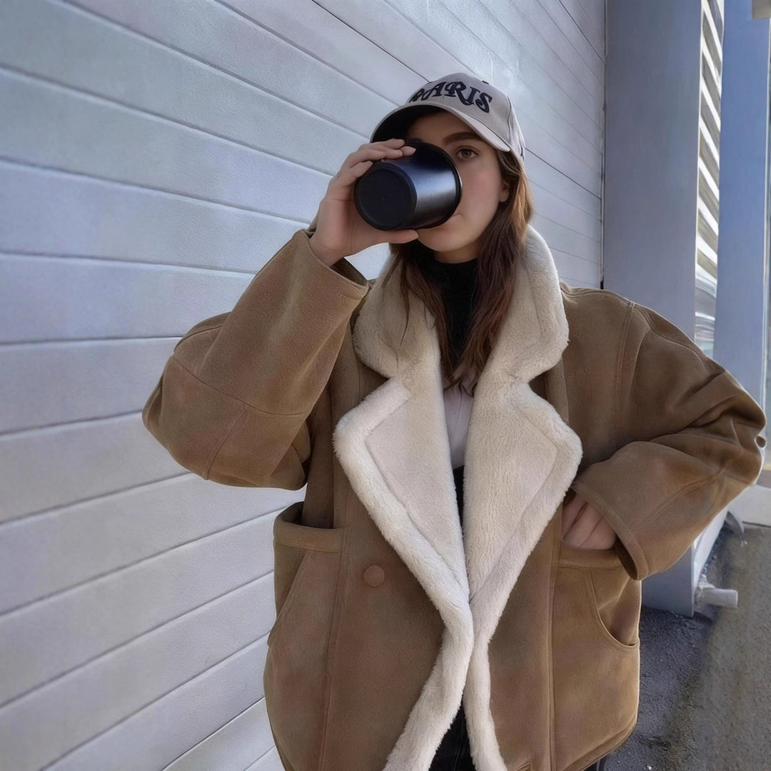 Damen Kuschelige Oversized Jacke Fudus