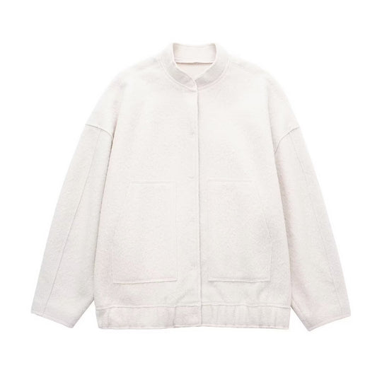 Damen Kuschelige Oversized-Jacke aus flauschigem Material mit praktischen Taschen Fudus