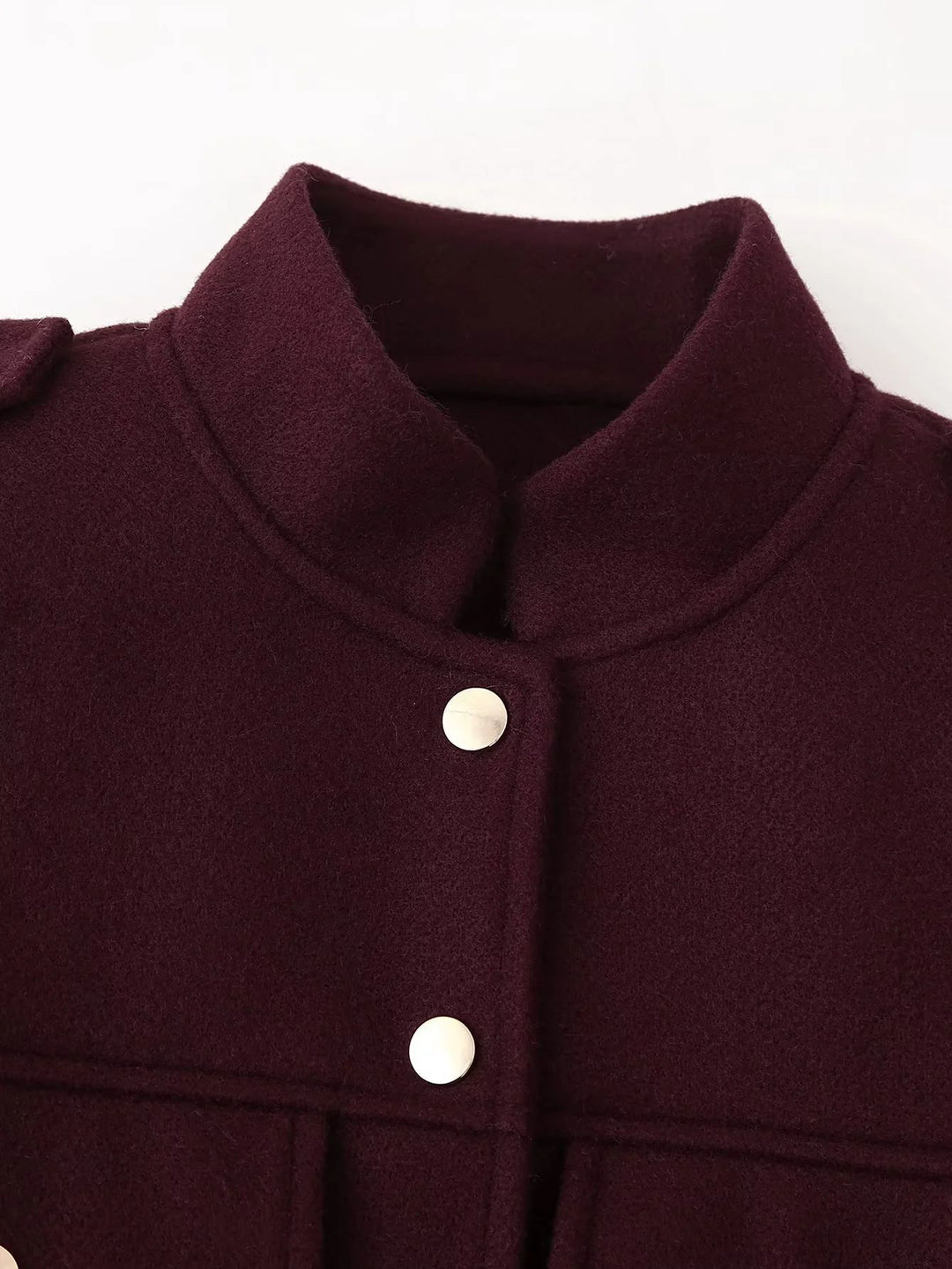 Damen kurze Militärjacke mit Taschen und dekorativen Knöpfen Fudus