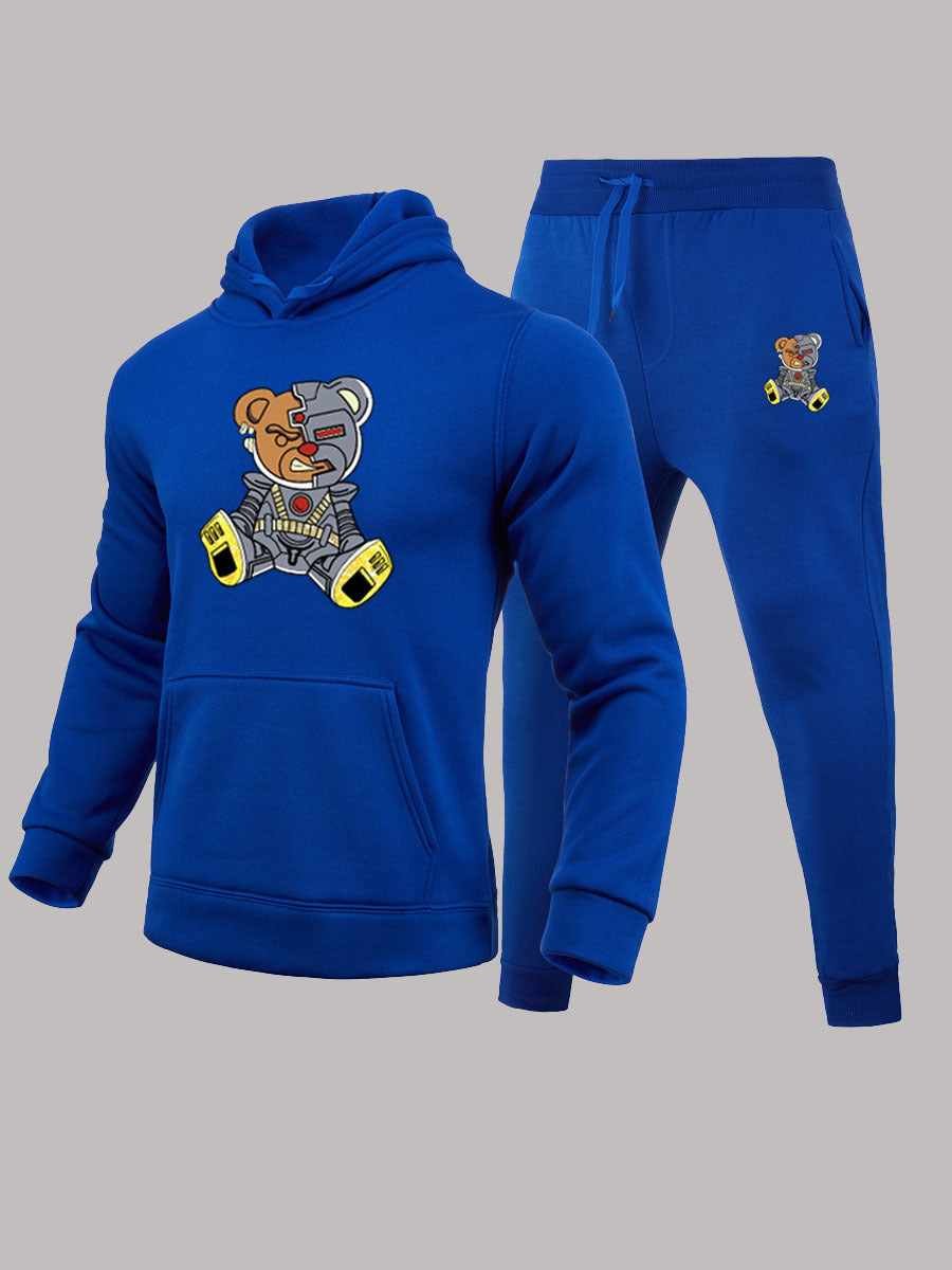 Damen Kapuzenpullover und Jogginghose Set mit kreativem Bärenmotiv Fudus