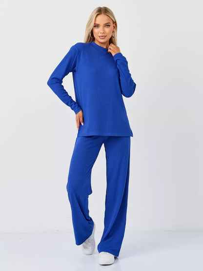 Damen Lässiges Strick-Set mit weitem Bein Fudus