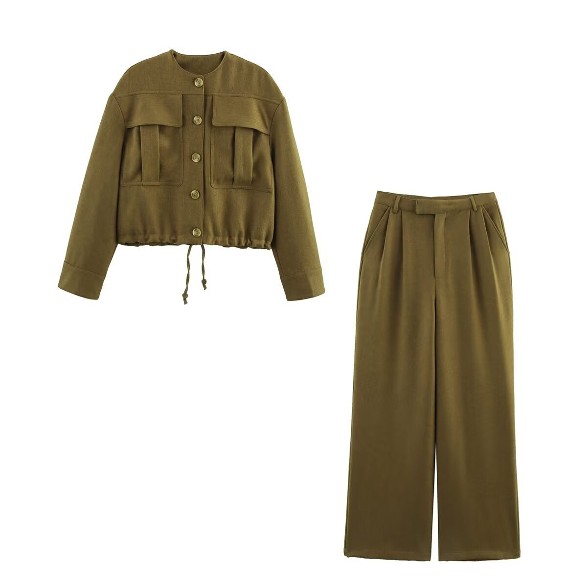 Damen weite Hose mit hohem Bund und Faltenwurf Fudus