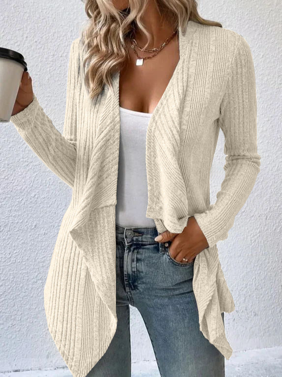 Damen lässige Strickjacke mit asymmetrischem Saum Fudus