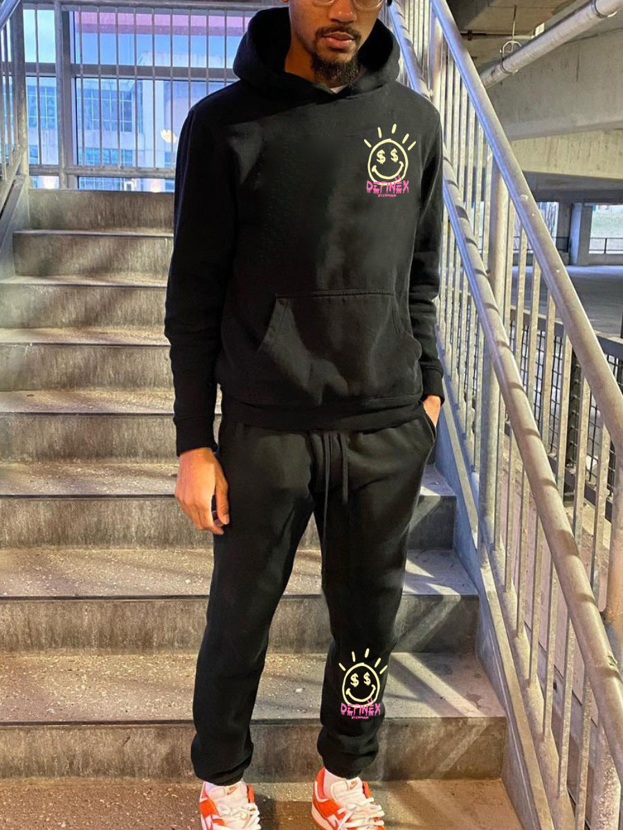 Damen Kapuzenpullover und Jogginghose Set mit lässigem Grafikdruck Fudus