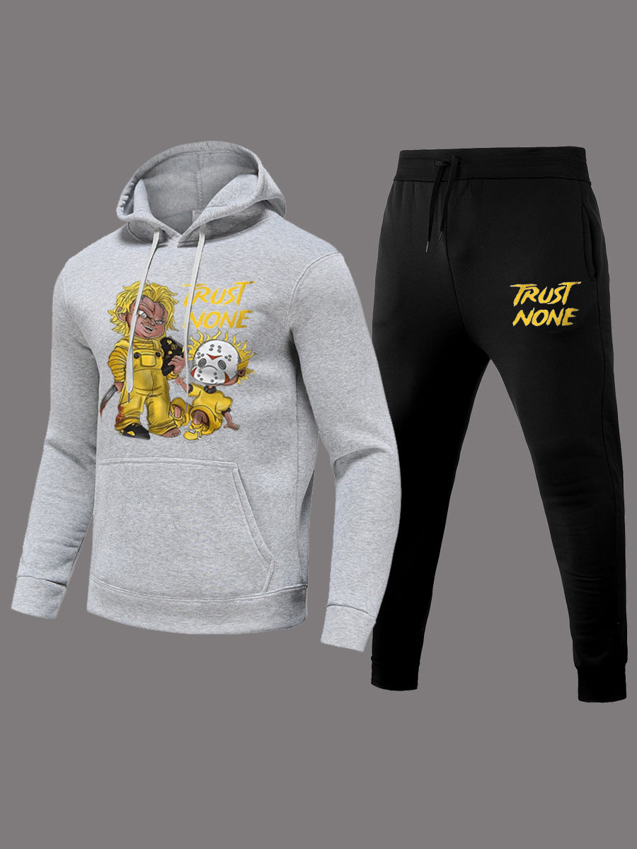 Damen Kapuzenpullover und Jogginghose Set mit kreativem Druckdesign Fudus