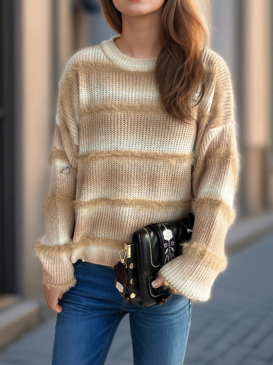 Damen kuscheliger Strickpullover mit Flair Fudus