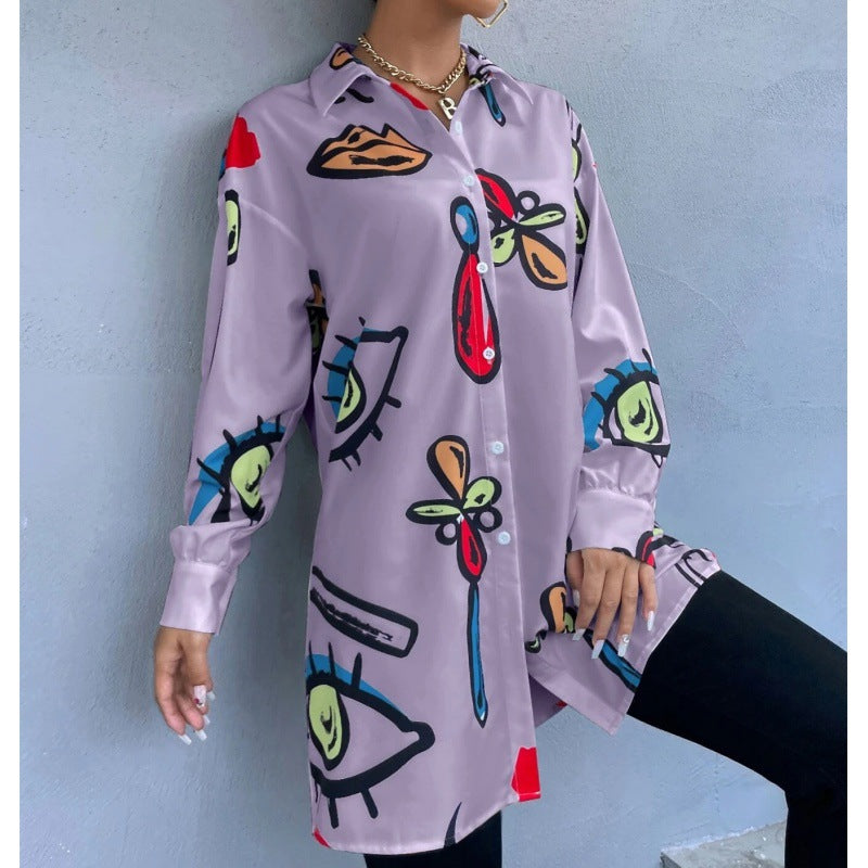 Damen Karierte Overshirt-Jacke mit kreativem Muster Fudus