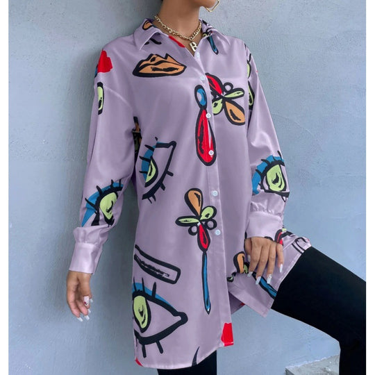 Damen Karierte Overshirt-Jacke mit kreativem Muster Fudus