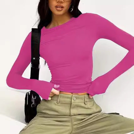 Damen Langarm-Top mit elegantem Schnitt und angeschnittenen Ärmeln Fudus