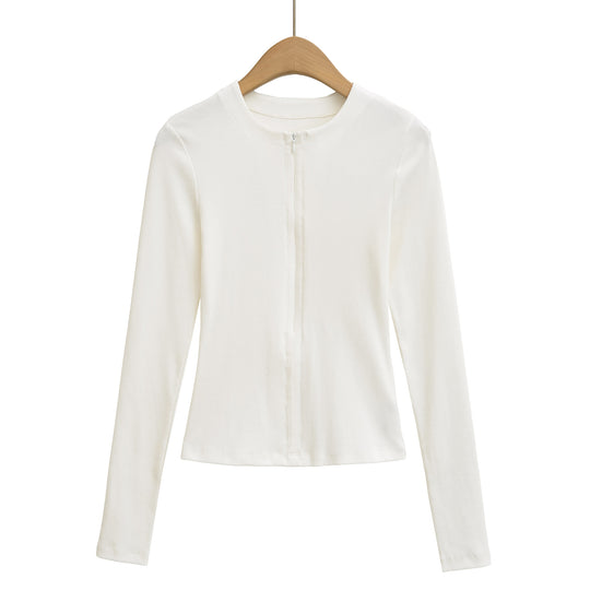 Damen langärmliges Zipper-Oberteil Fudus