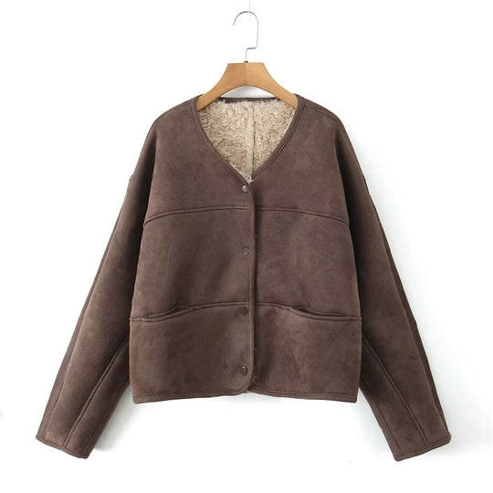 Damen Kunstfelljacke mit großzügigem Schnitt und Taschen Fudus