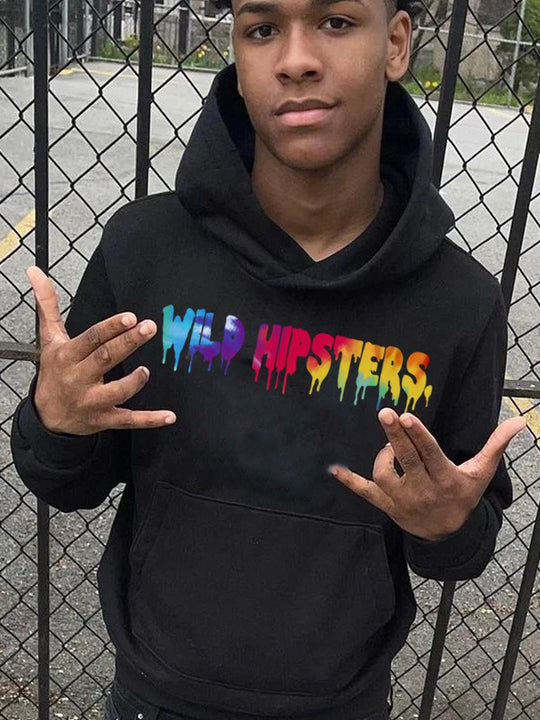 Damen Hoodie mit kreativem Farbverlauf-Wortdruck Fudus