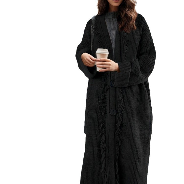 Damen Grobstrickcardigan mit lässigem Fransen-Design Fudus