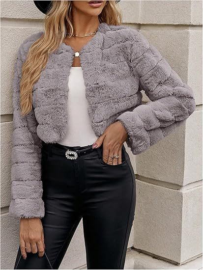 Damen Kurzfelljacke im modernen Leopardenmuster Fudus