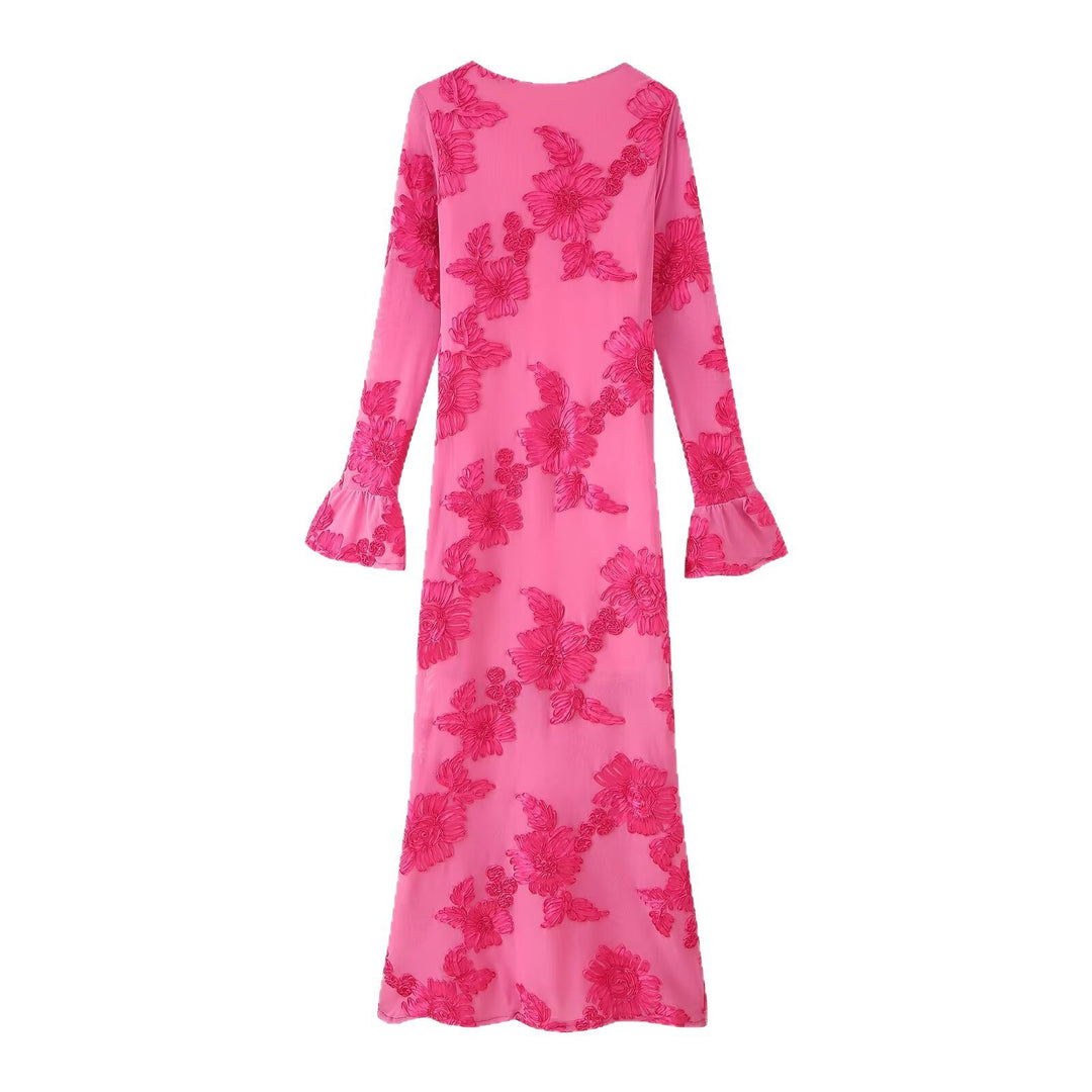 Damen langärmliges Blumenkleid Fudus