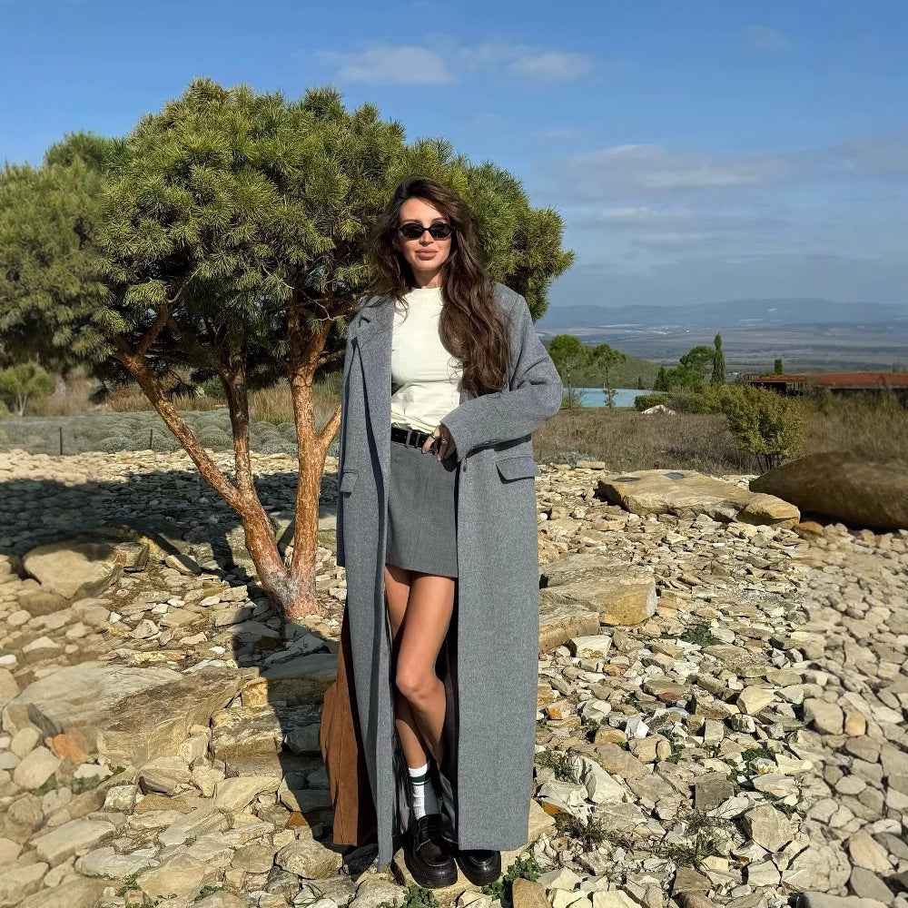 Damen Langmantel aus hochwertigem Wollmix Fudus