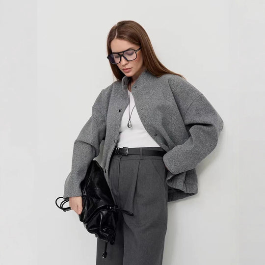 Damen lässige Oversized-Jacke mit modernem Schnitt und praktischen Taschen Fudus