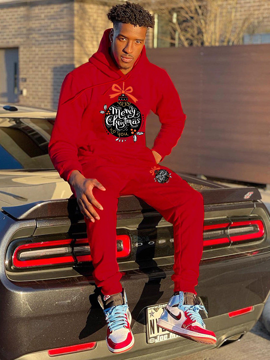 Damen Hoodie- und Jogginghose-Set mit festlichem Weihnachtsmotiv Fudus