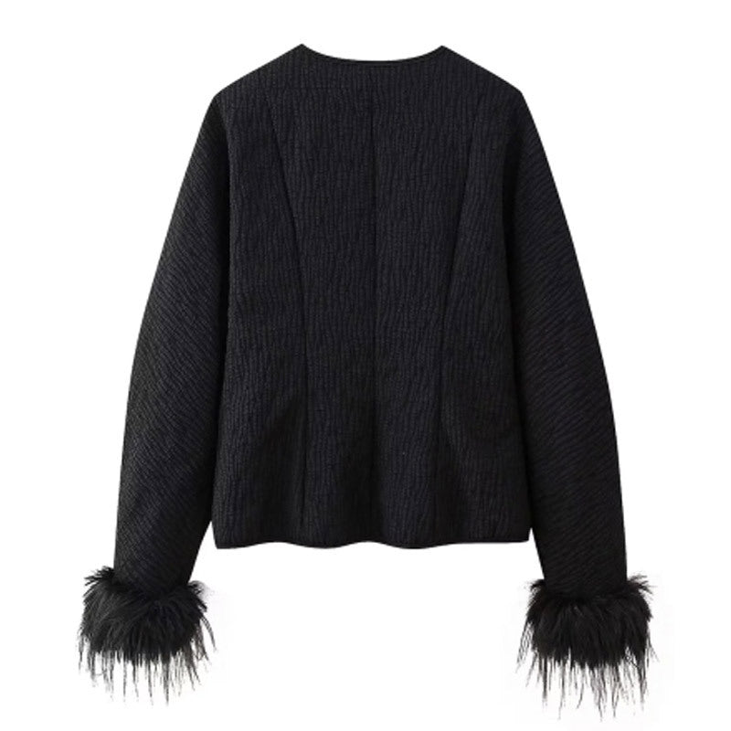 Damen Jacke mit Volantdetails und plissierter Struktur Fudus