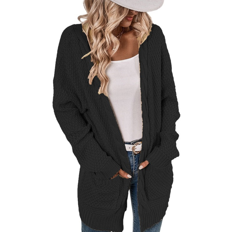 Damen Grobstrickjacke mit offener Front und tiefen Taschen Fudus