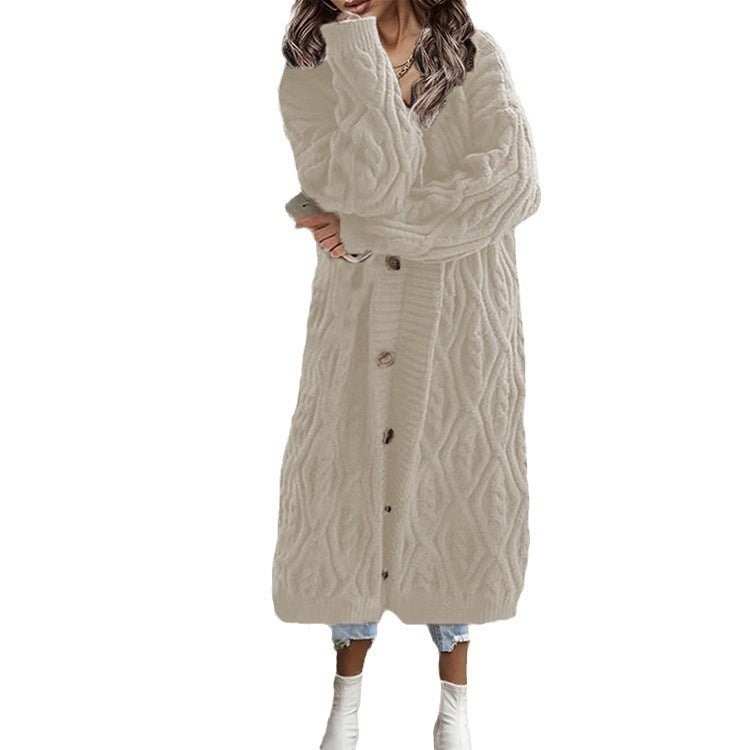 Damen Grobstrick Cardigan mit offenem Design und praktischen Knöpfen Fudus