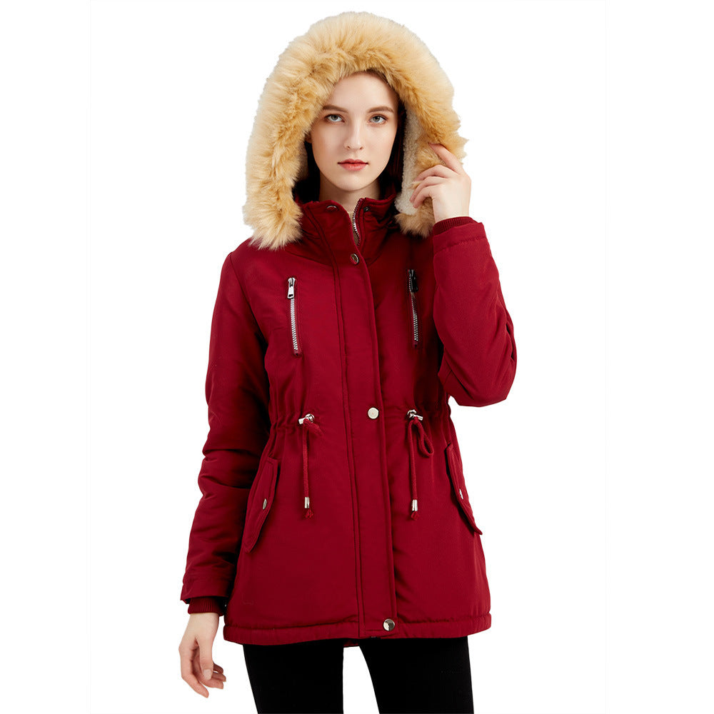 Damen isolierte Winterjacke mit abnehmbarem Kunstfellkragen Fudus