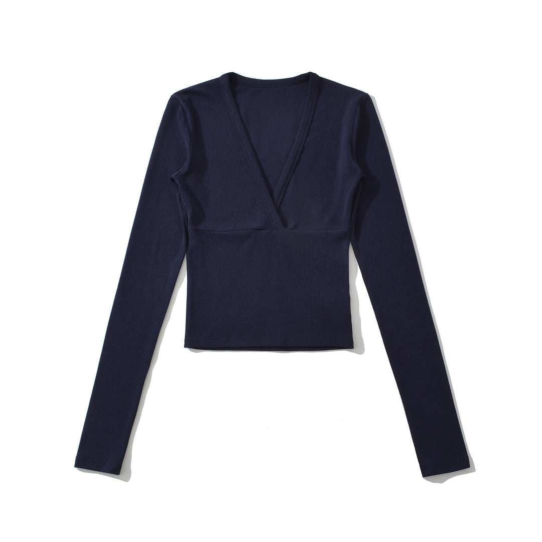 Damen langärmliges Oberteil mit V-Ausschnitt und tailliertem Schnitt Fudus