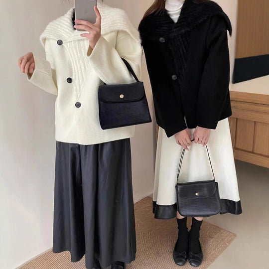 Damen Kuschelige Fleecejacke mit breitem Kragen Fudus