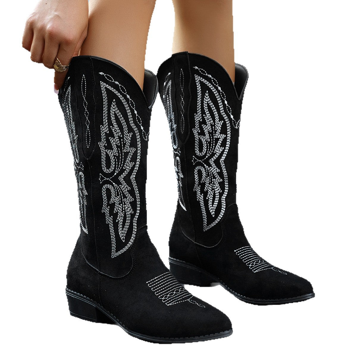 Damen Cowboy-Stiefel mit elegantem Stickdesign Fudus