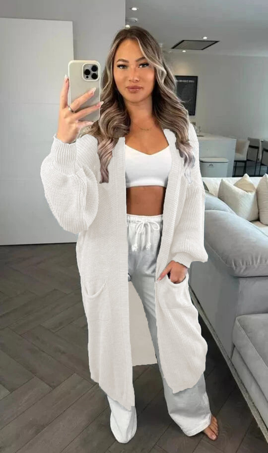 Damen Grobstrickcardigan im lässigen Oversized-Stil mit praktischen Taschen Fudus