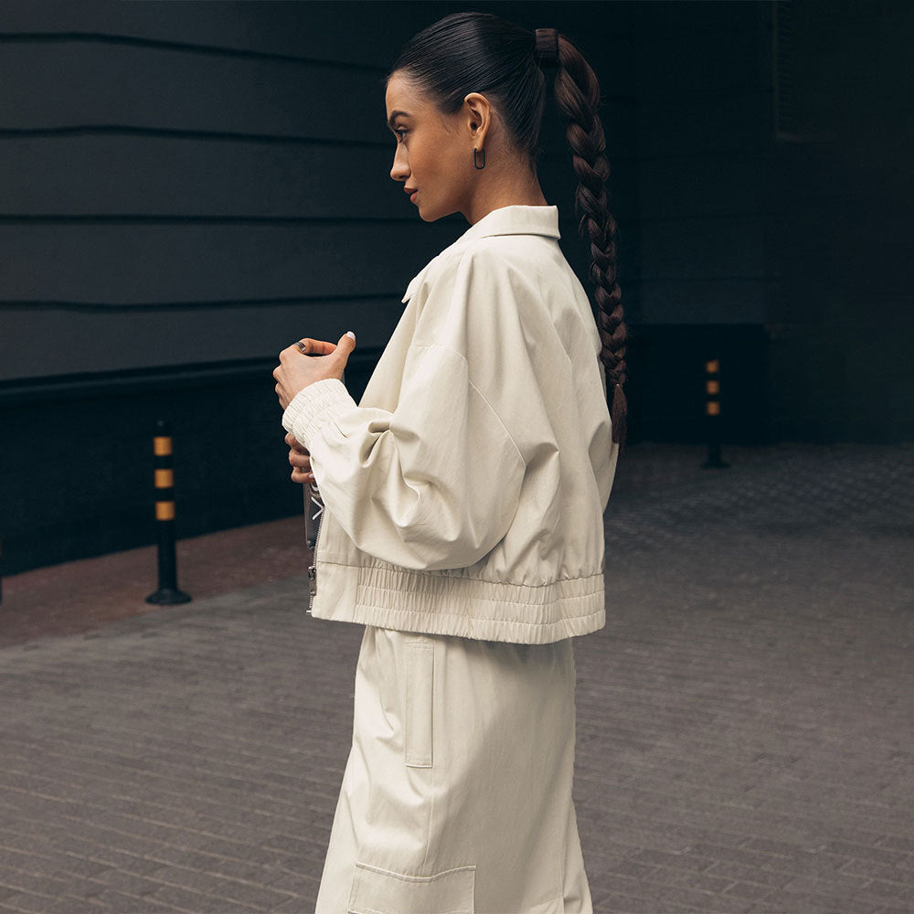 Damen lässige Bomberjacke mit elastischen Bündchen und modernem Schnitt Fudus