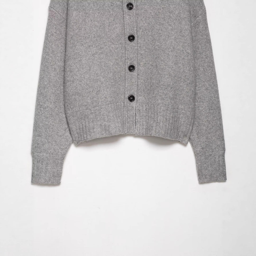 Damen Kurze Strickjacke mit durchgehender Knopfleiste und überschnittenen Schultern Fudus