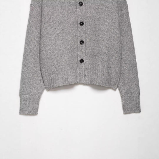 Damen Kurze Strickjacke mit durchgehender Knopfleiste und überschnittenen Schultern Fudus