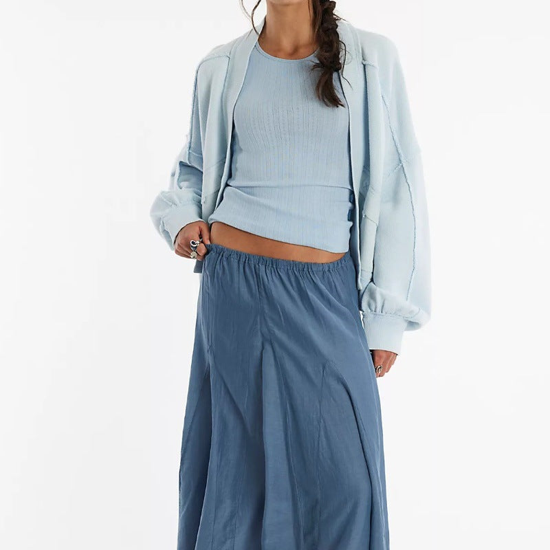 Damen lässige Hoodie-Jacke mit weiten Ärmel und praktischen Taschen Fudus