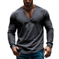 Herren Langarm Henley T-Shirt mit modernem Knopfverschluss und figurbetontem Schnitt Fudus