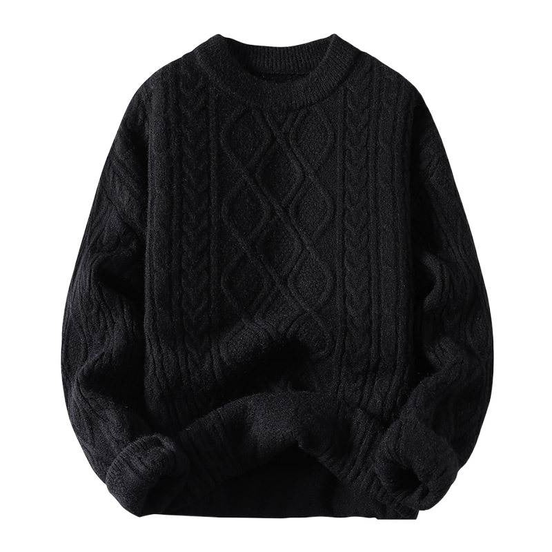 Damen Grobstrickpullover mit zeitgemäßem Zopfmuster und klassischem Rundhalsausschnitt Fudus